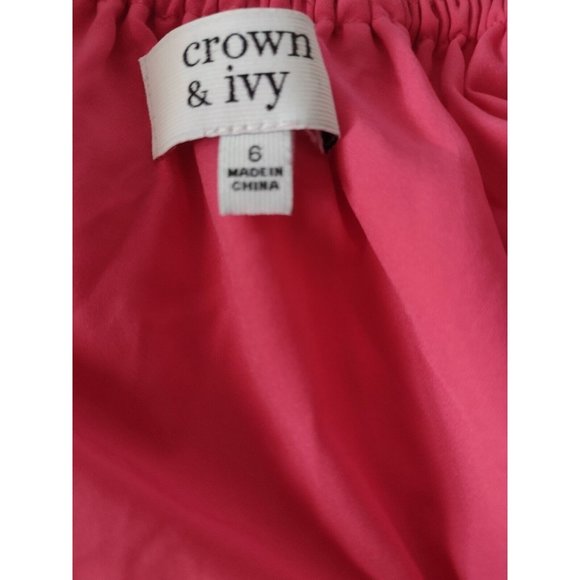 Crown Ivy Eyelet Lace Lined Sheath Dress Sz 6 Low Back Neck Tie Pink Barbiecore - Picture 9 of 9